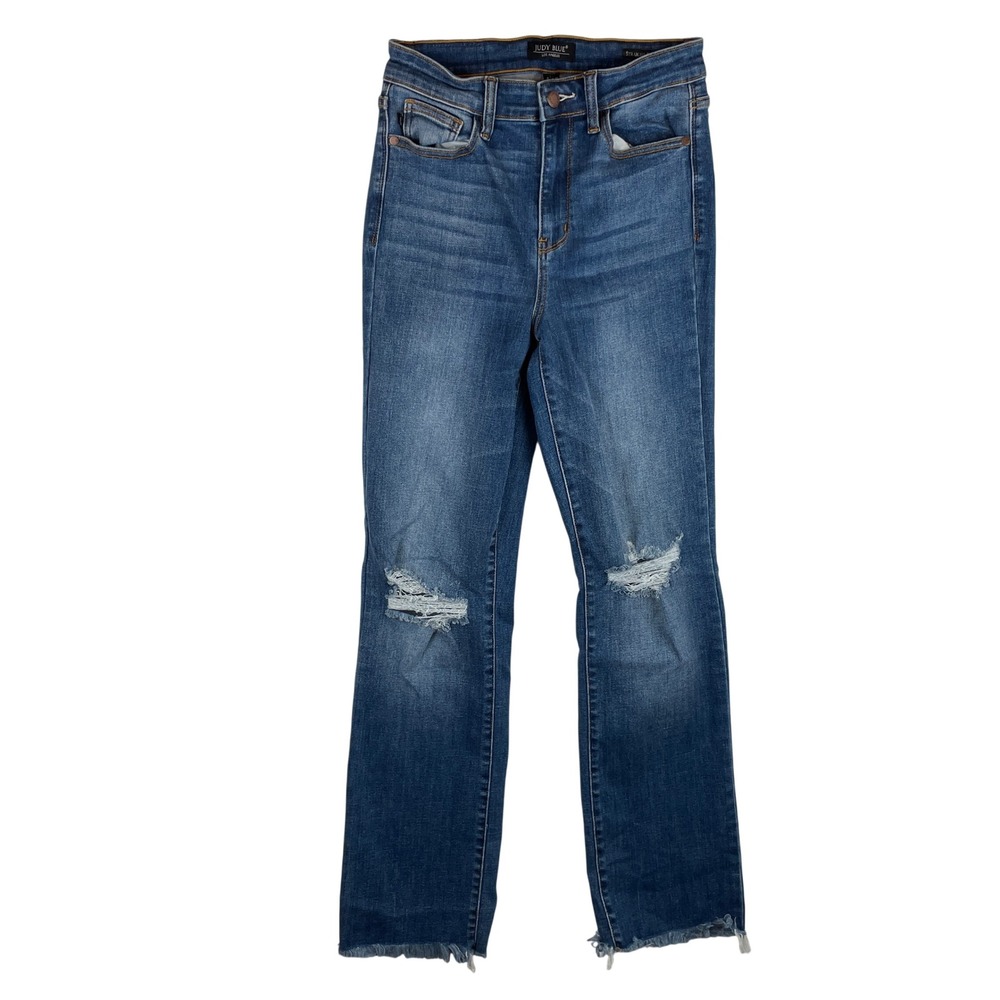 Judy Blue High Rise Straight Fit Distressed Jeans Med Wash JB82513MD Size 5/26